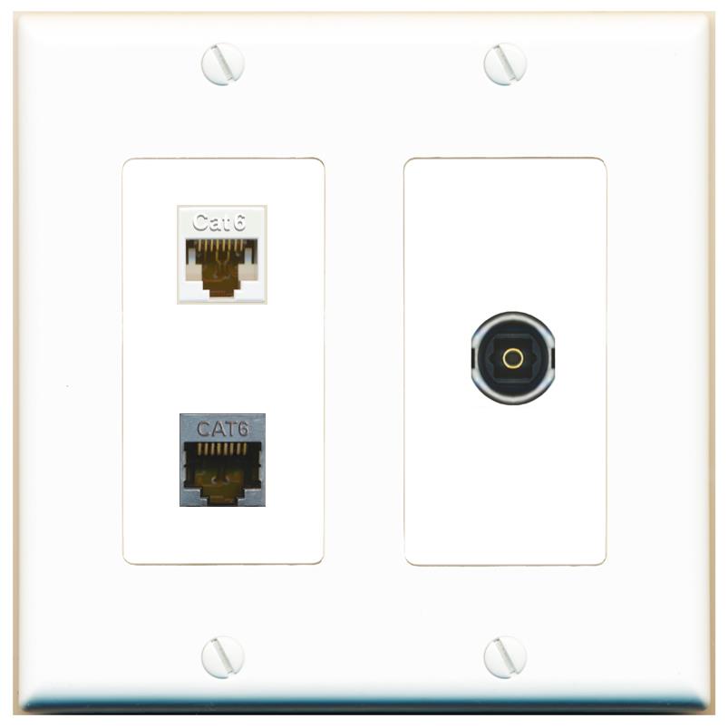 CAT6 CAT6-SHIELDED TOSLINK Wall Plate [White]