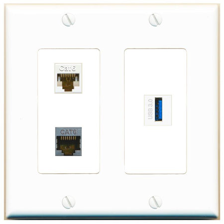 CAT6 CAT6-SHIELDED USB-3 Wall Plate [White]