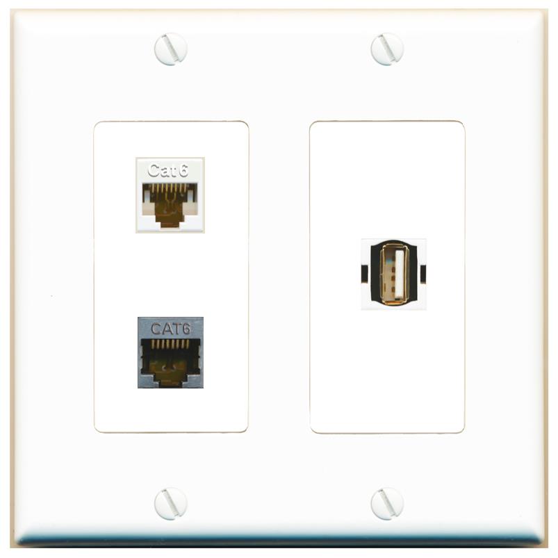 CAT6 CAT6-SHIELDED USB2 Wall Plate [White]