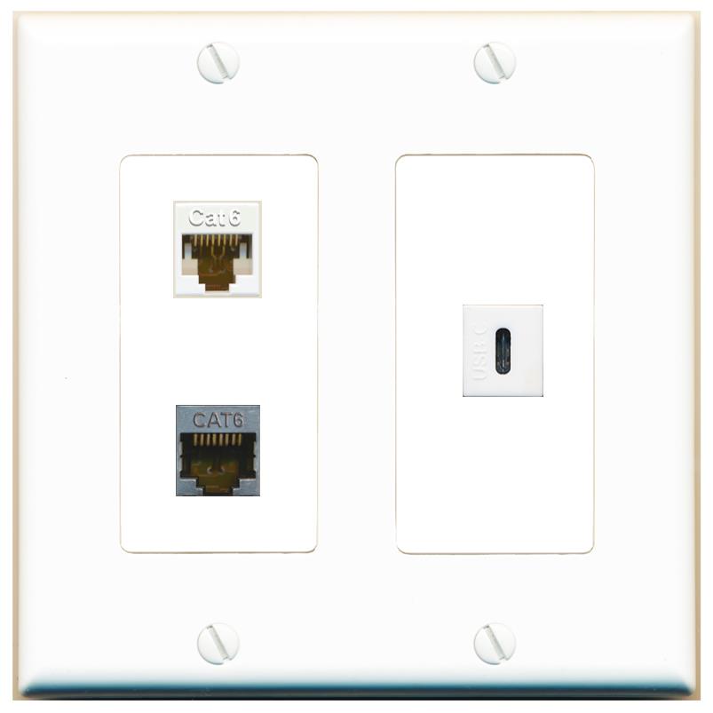 CAT6 CAT6-SHIELDED USBC Wall Plate [White]