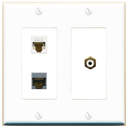 CAT6 CAT6A RCA-WHITE Wall Plate [White]