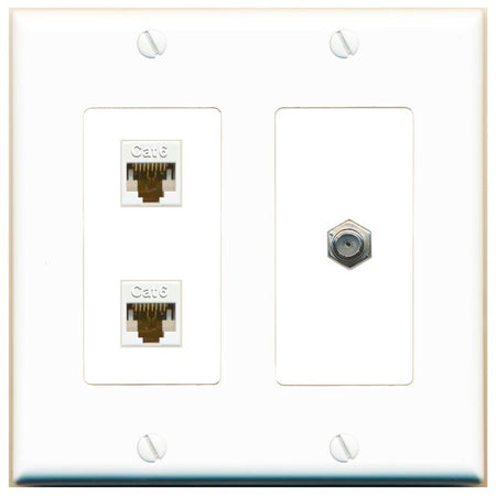2 CAT6 COAX Wall Plate [White]