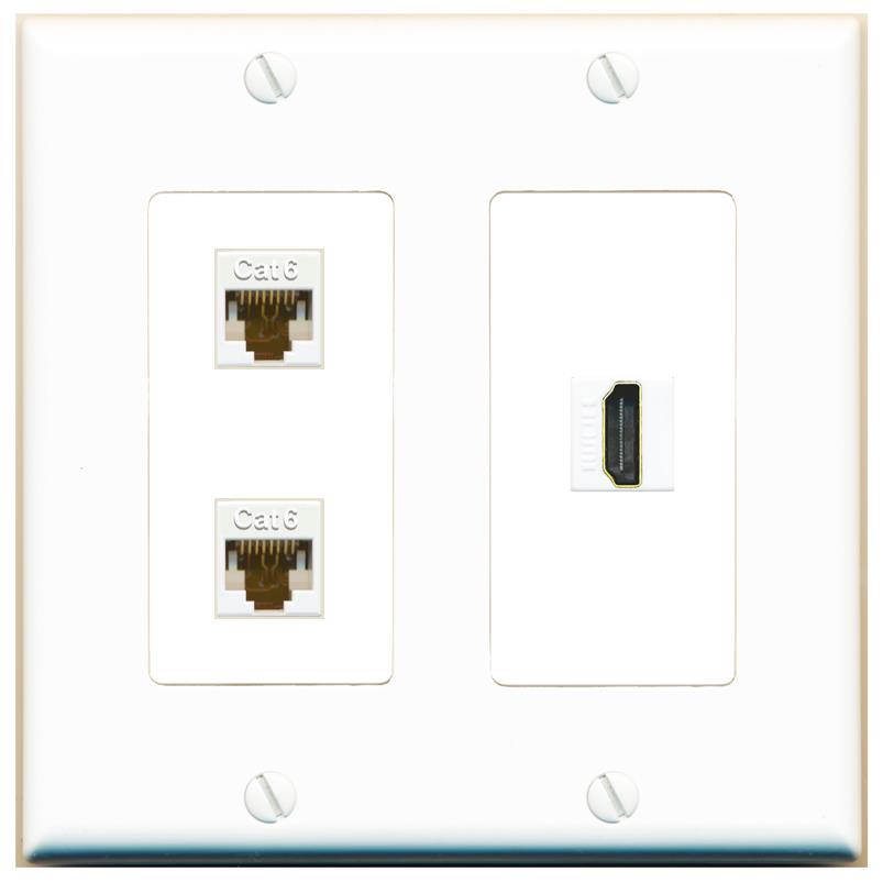 2 CAT6 HDMI Wall Plate [White]