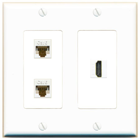 2 CAT6 HDMI Wall Plate [White]