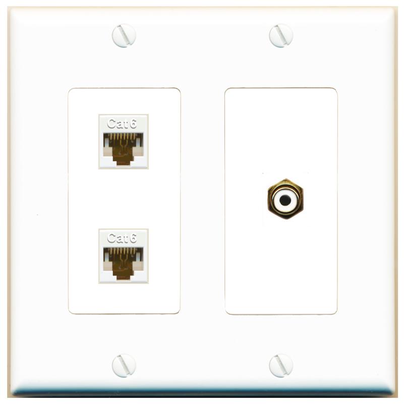 2 CAT6 RCA-WHITE Wall Plate [White]