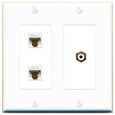 2 CAT6 RCA-WHITE Wall Plate [White]