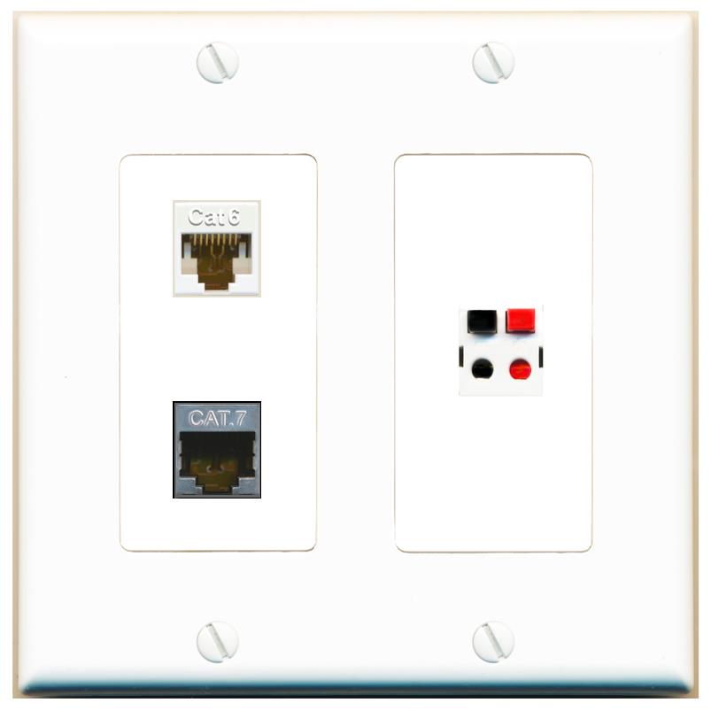 CAT6 CAT7 SPEAKER Wall Plate [White]