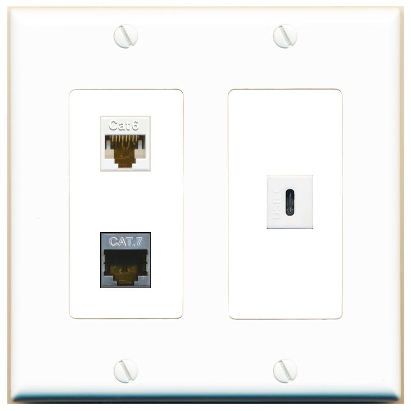 CAT6 CAT7 USBC Wall Plate [White]