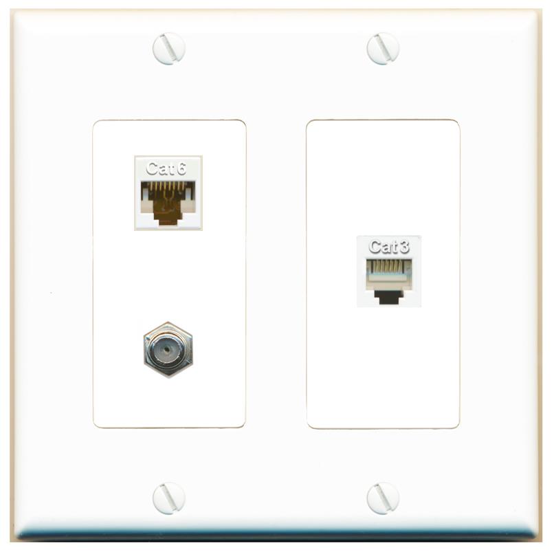 CAT6 COAX PHONE Wall Plate [White]