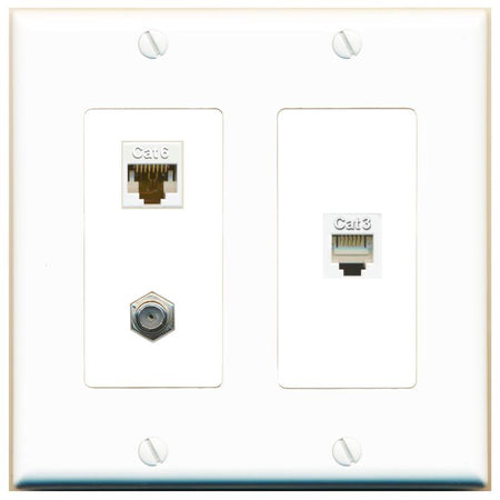 CAT6 COAX PHONE Wall Plate [White]