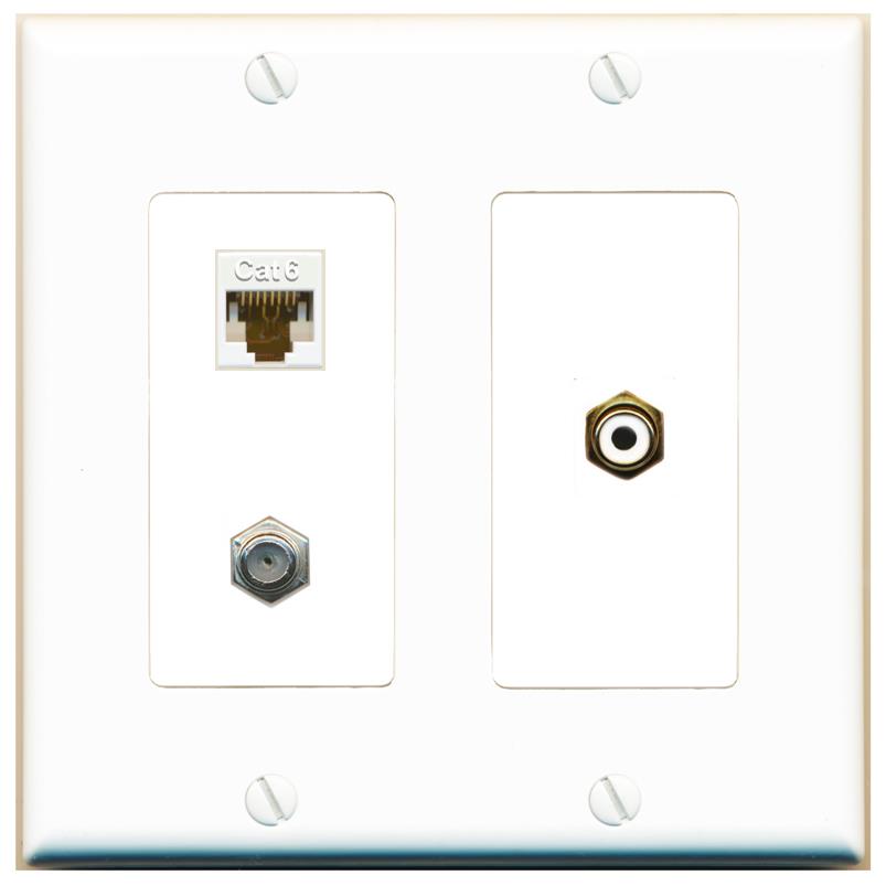 CAT6 COAX RCA-WHITE Wall Plate [White]