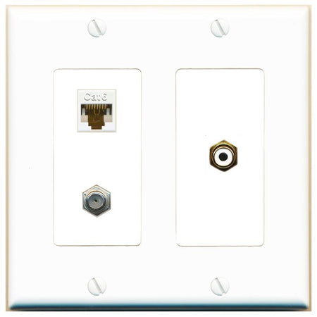 CAT6 COAX RCA-WHITE Wall Plate [White]