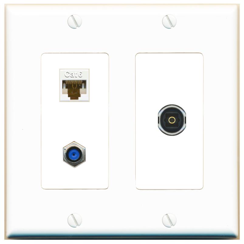CAT6 F81 TOSLINK Wall Plate [White]