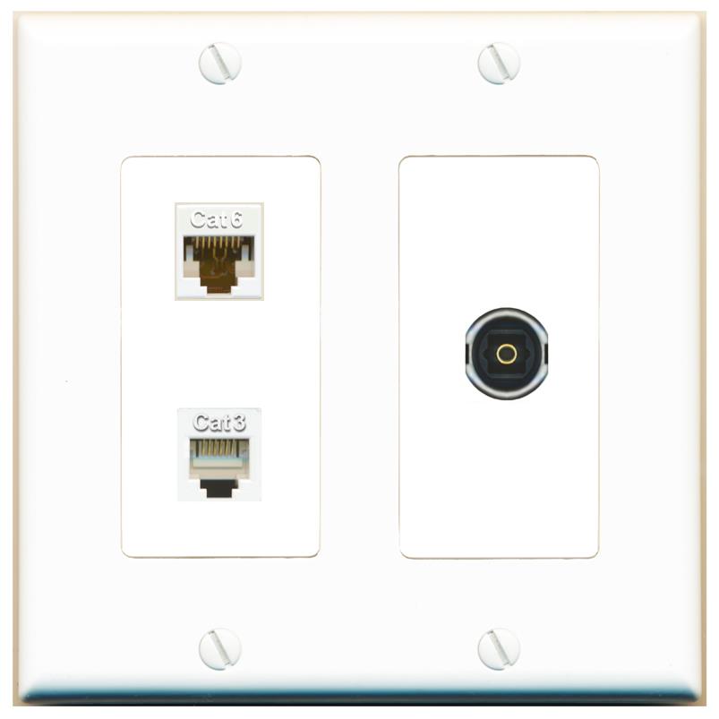 CAT6 PHONE TOSLINK Wall Plate [White]
