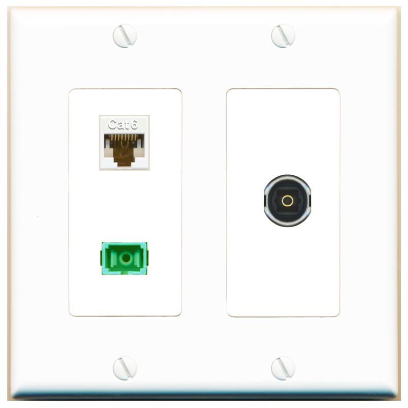 CAT6 SC-APC-SX TOSLINK Wall Plate [White]