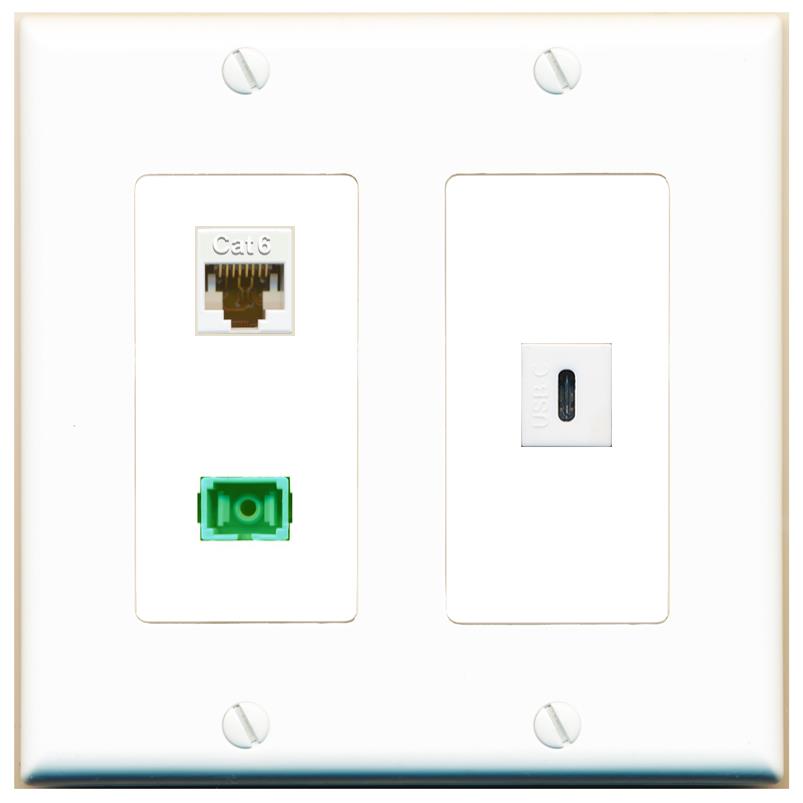 CAT6 SC-APC-SX USBC Wall Plate [White]