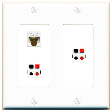CAT6 2 SPEAKER Wall Plate [White]