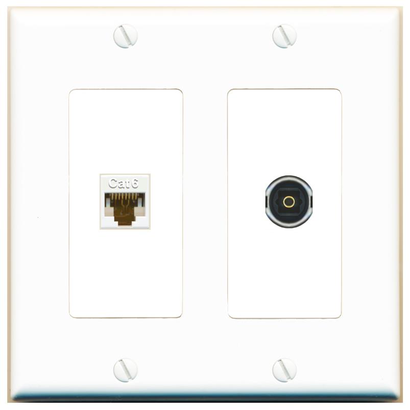 CAT6 TOSLINK Wall Plate [White]