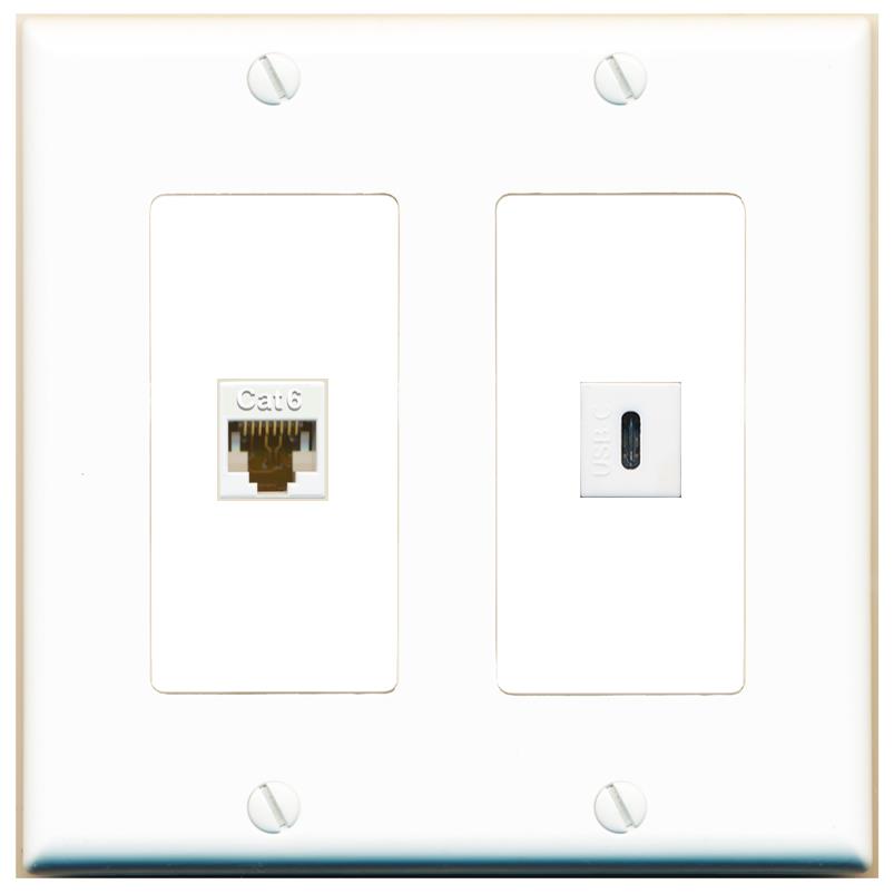 CAT6 USBC Wall Plate [White]