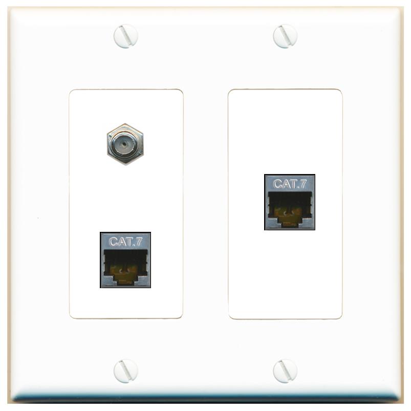 2 CAT7 COAX Wall Plate [White]