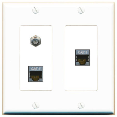 2 CAT7 COAX Wall Plate [White]