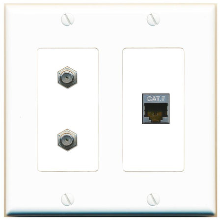 CAT7 2 COAX Wall Plate [White]