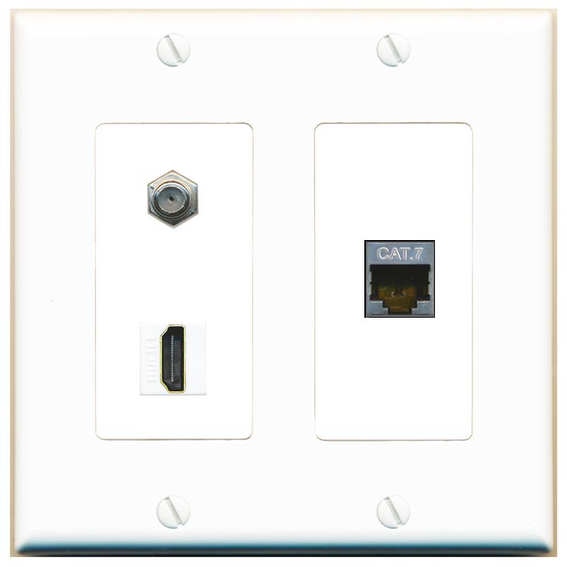 CAT7 COAX HDMI Wall Plate [White]