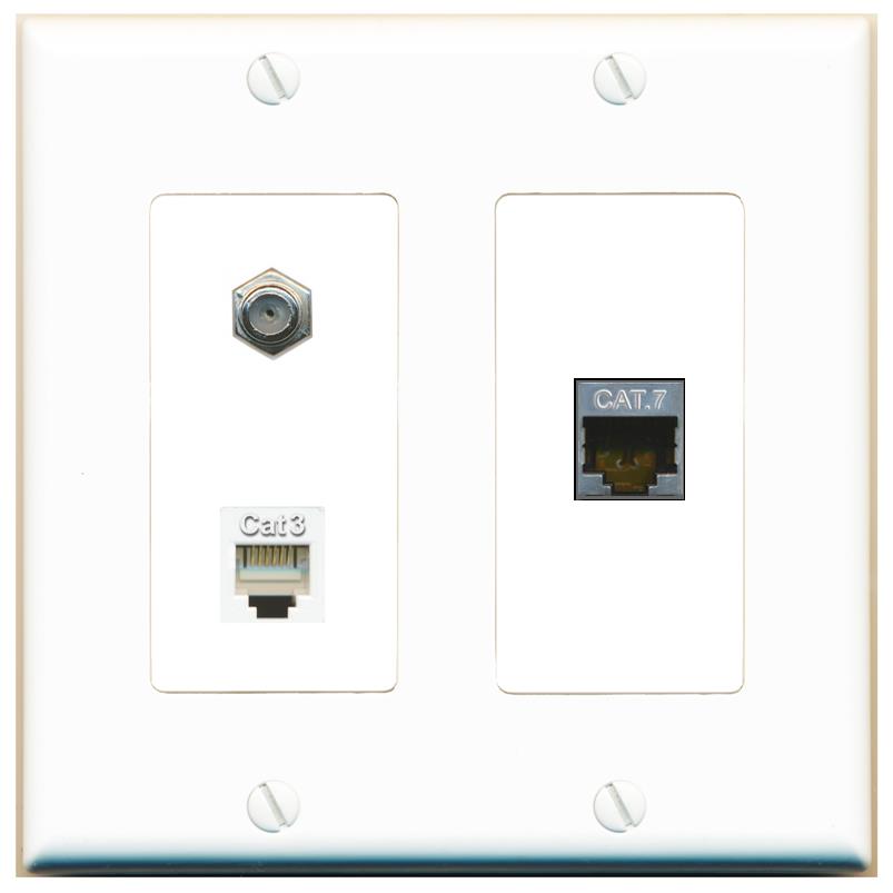 CAT7 COAX PHONE Wall Plate [White]