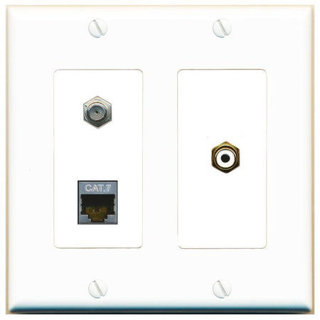 CAT7 COAX RCA-WHITE Wall Plate [White]