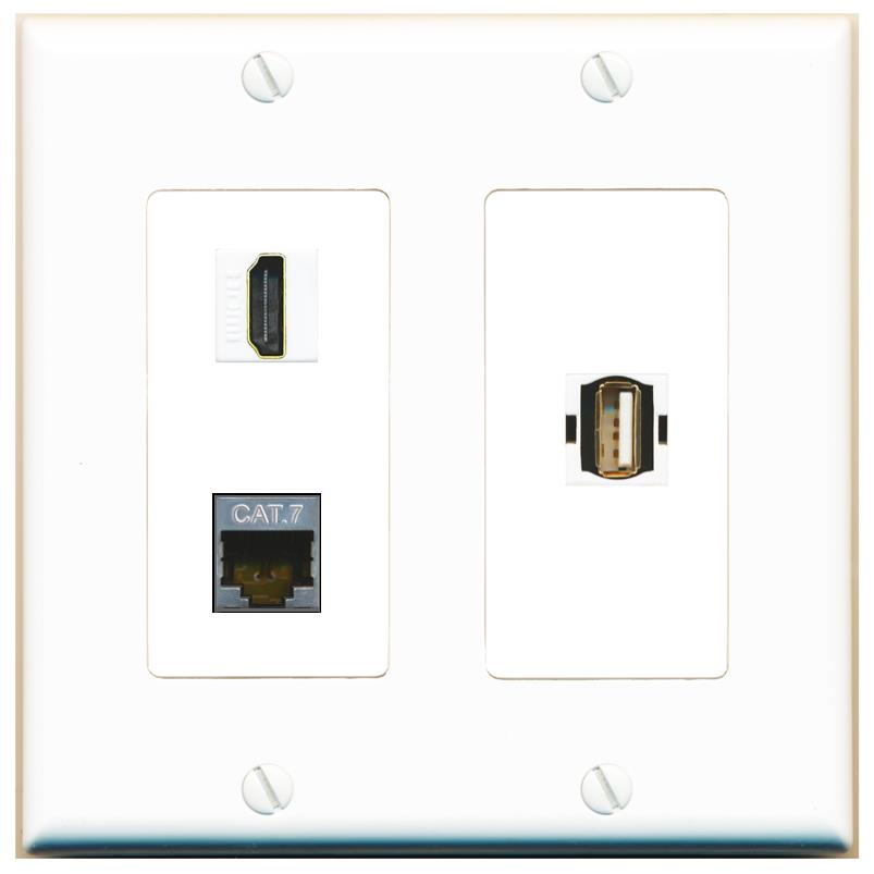CAT7 HDMI USB2 Wall Plate [White]