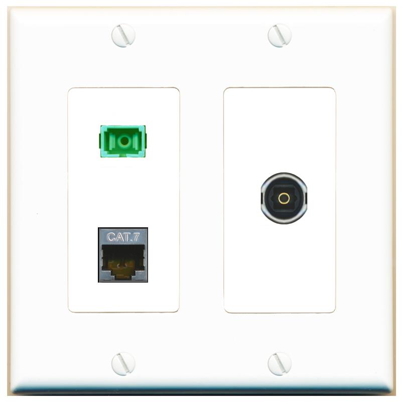 CAT7 SC-APC-SX TOSLINK Wall Plate [White]