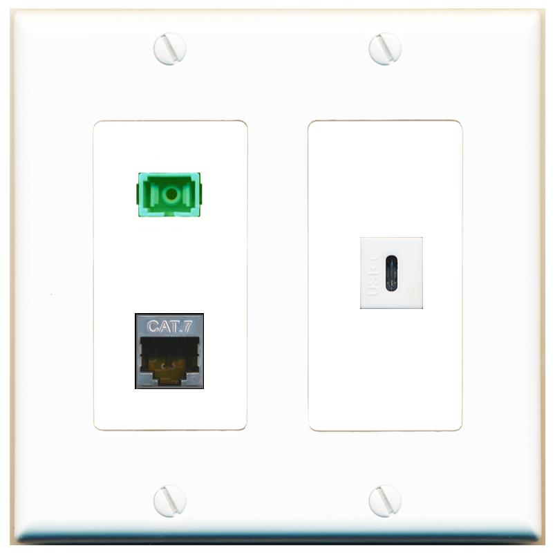 CAT7 SC-APC-SX USBC Wall Plate [White]