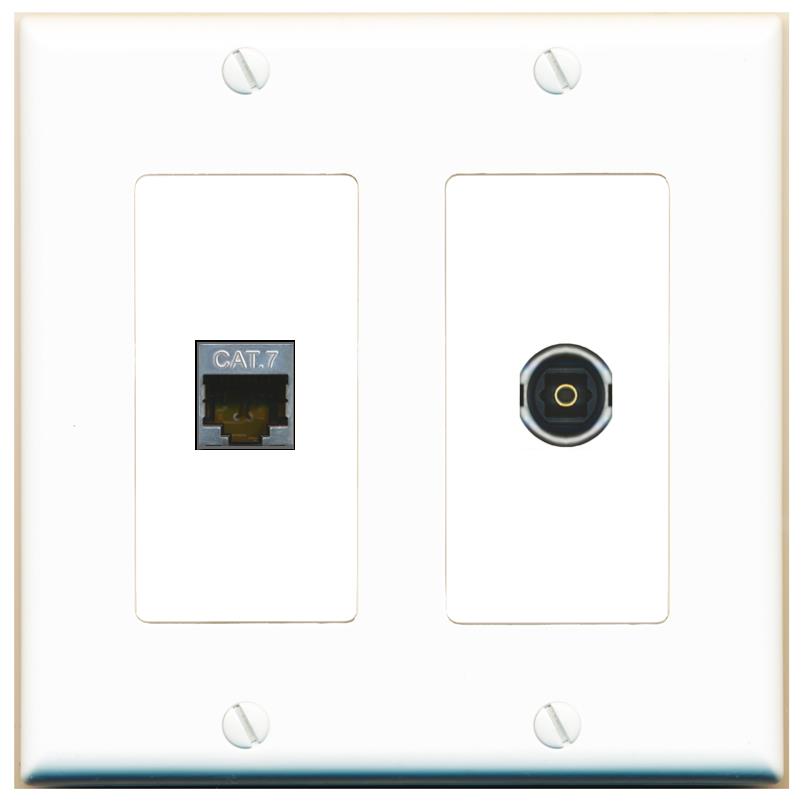 CAT7 TOSLINK Wall Plate [White]