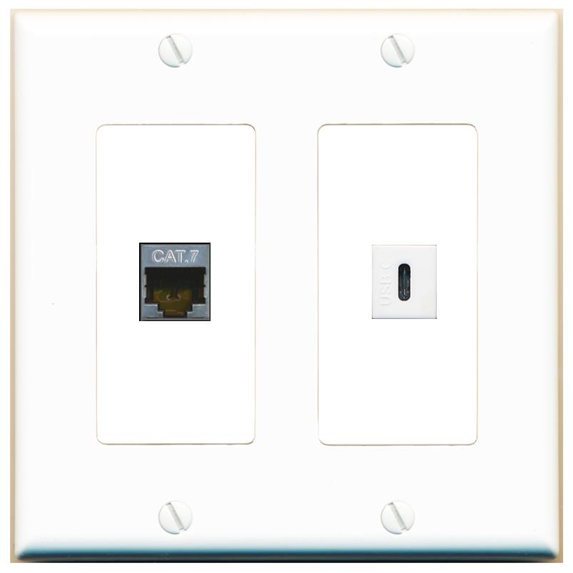 CAT7 USBC Wall Plate [White]