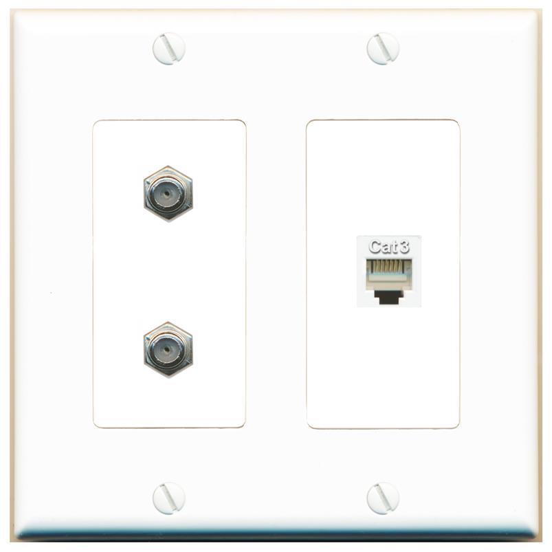 2 COAX PHONE Wall Plate [White]