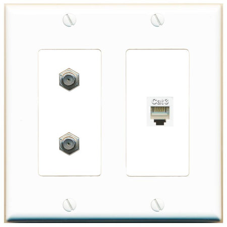 2 COAX PHONE Wall Plate [White]
