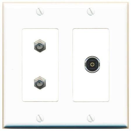 2 COAX TOSLINK Wall Plate [White]