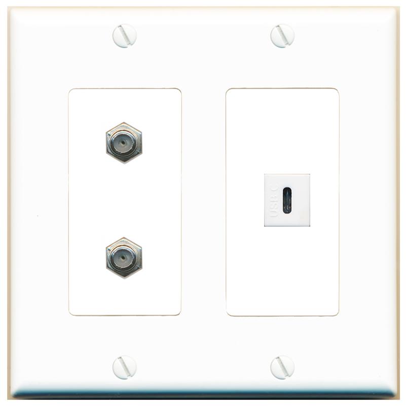 2 COAX USBC Wall Plate [White]