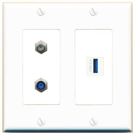 COAX F81 USB-3 Wall Plate [White]