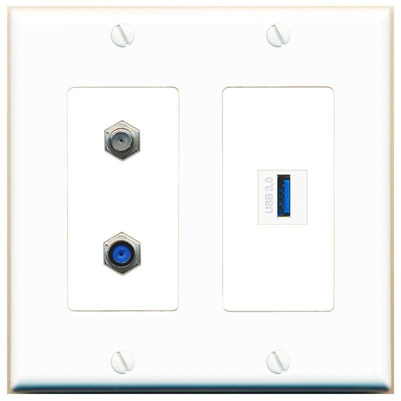 COAX F81 USB-3 Wall Plate [White]