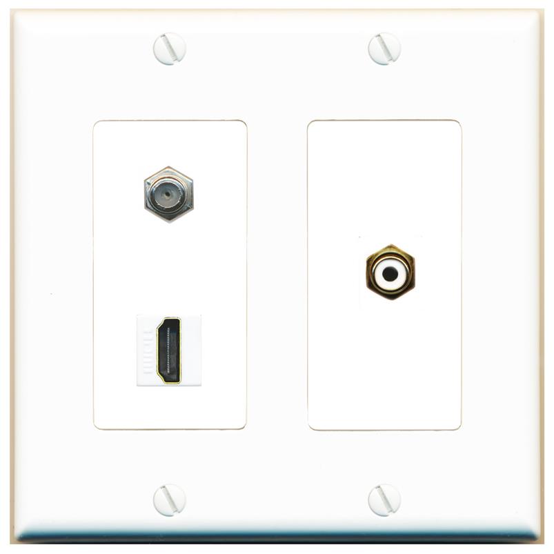 COAX HDMI RCA-WHITE Wall Plate [White]