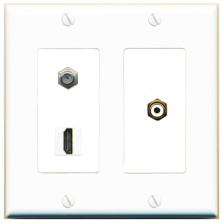 COAX HDMI RCA-WHITE Wall Plate [White]