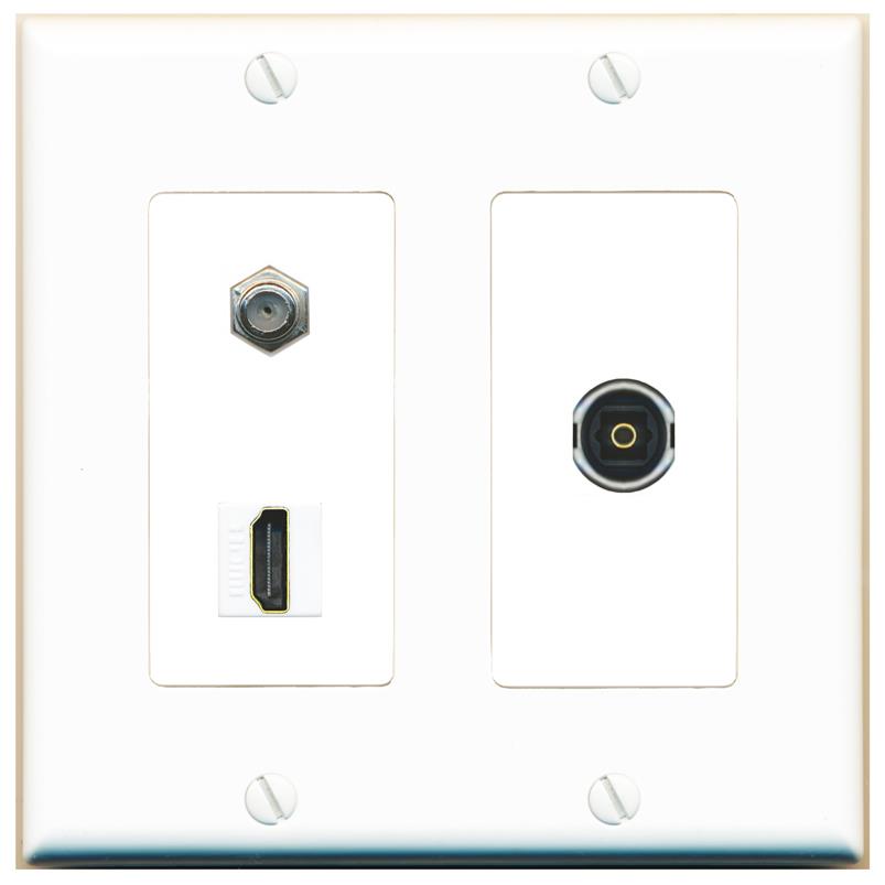 COAX HDMI TOSLINK Wall Plate [White]