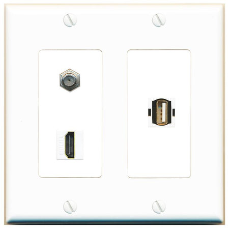 COAX HDMI USB2 Wall Plate [White]