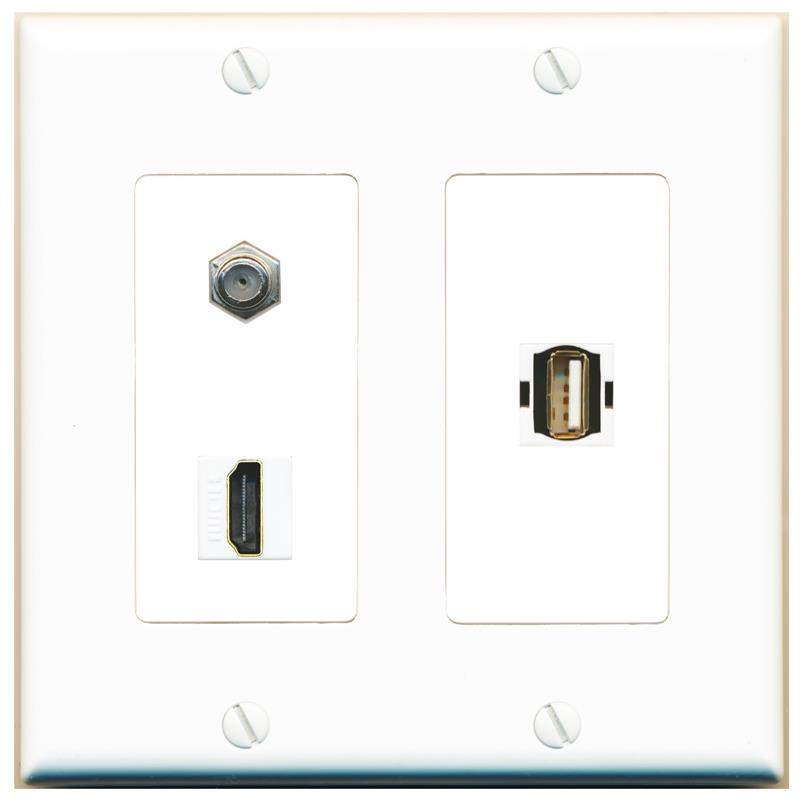 COAX HDMI USB2 Wall Plate [White]