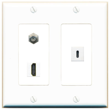 COAX HDMI USBC Wall Plate [White]