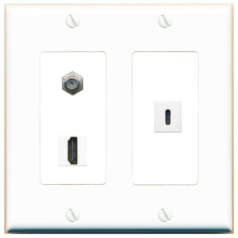 COAX HDMI USBC Wall Plate [White]