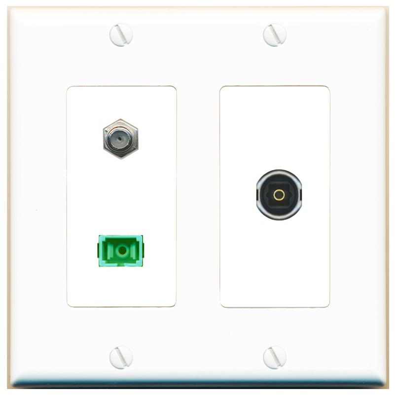 COAX SC-APC-SX TOSLINK Wall Plate [White]