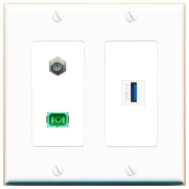 COAX SC-APC-SX USB-3 Wall Plate [White]