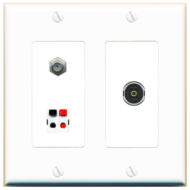 COAX SPEAKER TOSLINK Wall Plate [White]